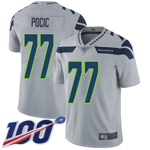 Seattle Seahawks Limited Grey Men Ethan Pocic Alternate Jersey NFL Football #77 100th Season Vapor Untouchable->seattle seahawks->NFL Jersey
